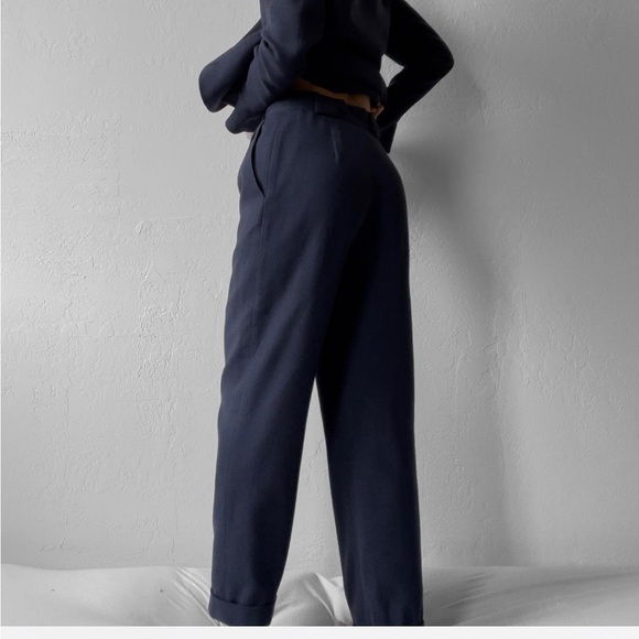 Navy two piece wool pant suit. - Picture 2 of 4